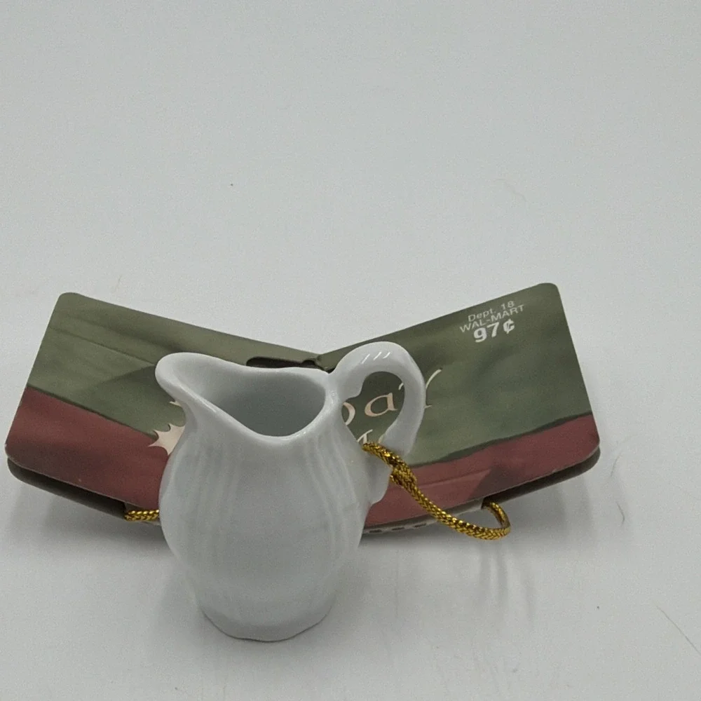Vintage White Porcelain 4 Piece Miniature Tea Set Ornaments Holiday Time